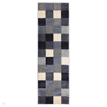 Newport Blocks Modern Geometric Tile Blocks Soft Carved Durable Short Pile Blue Runner-Melrose-Rug Love - The Most Loved Rug Store
